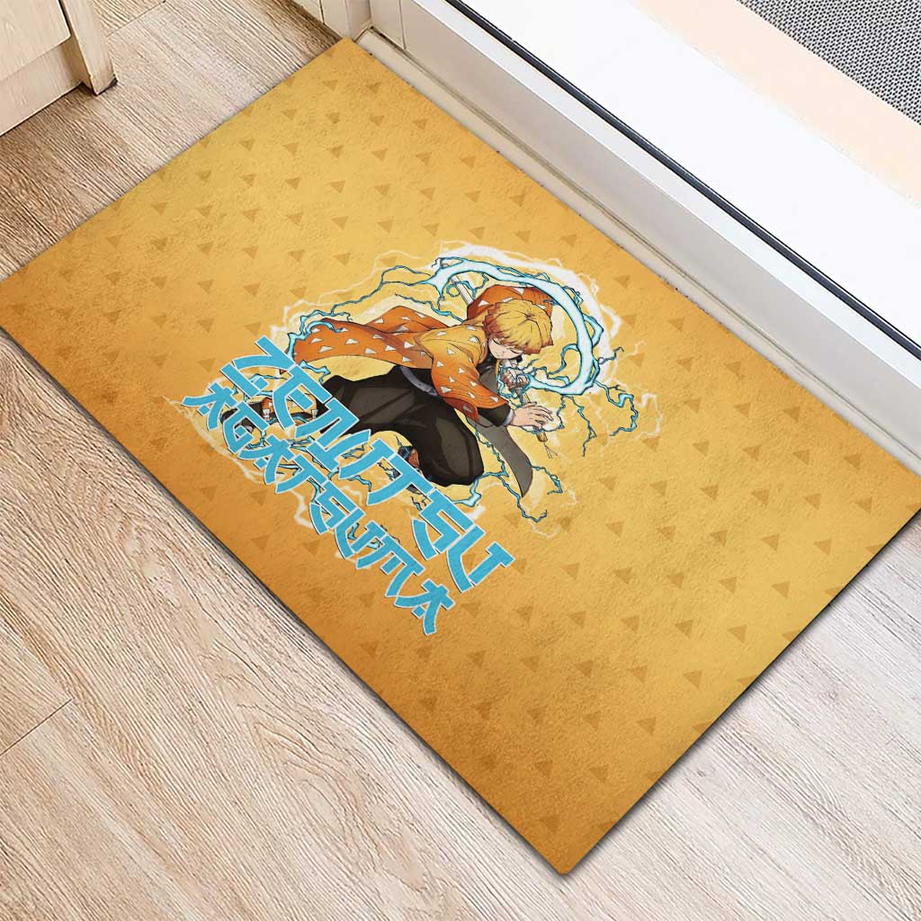 Zenitsu Agatsuma Demon Slayer Rubber Doormat Thunder Spark Anime Tri-Pattern Style