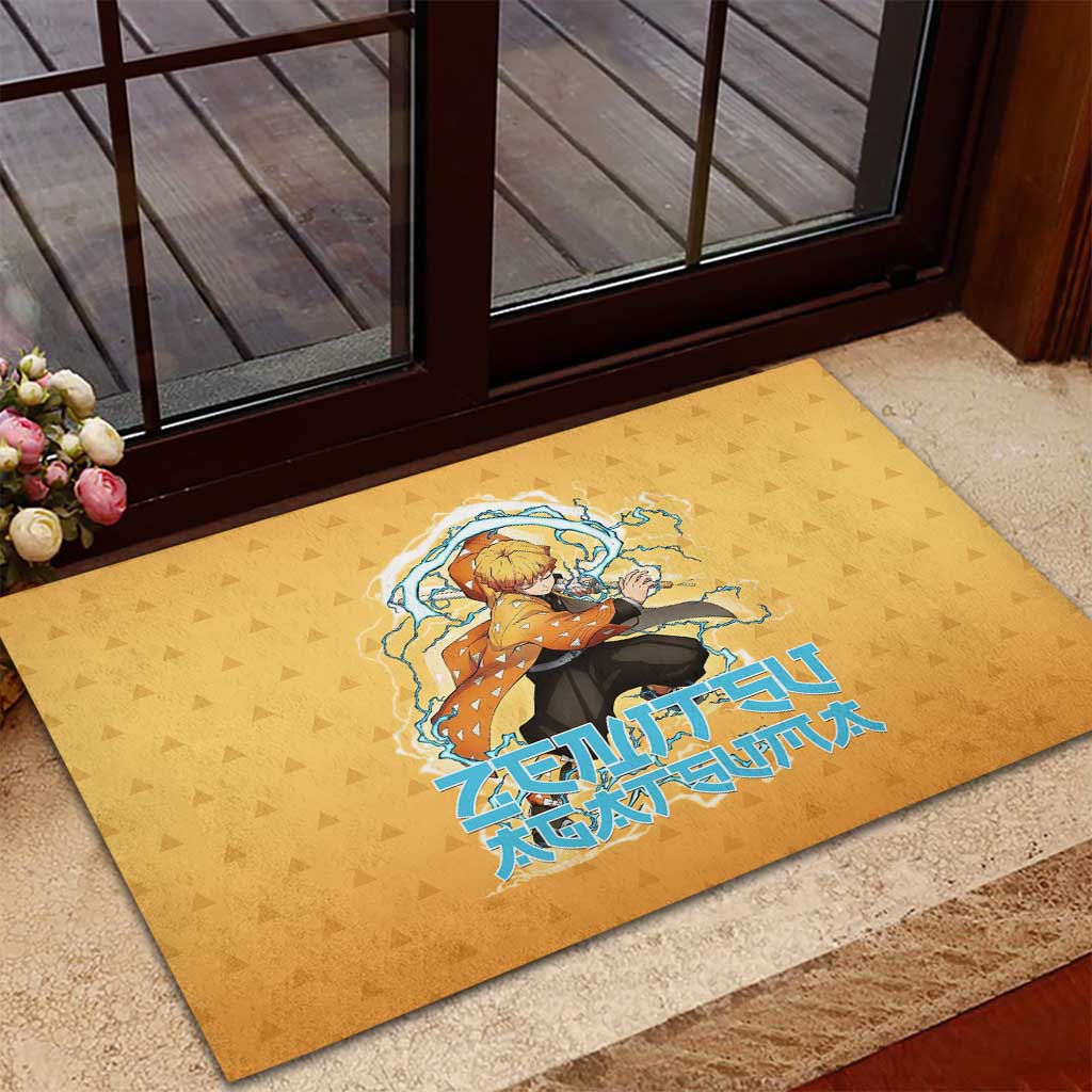 Zenitsu Agatsuma Demon Slayer Rubber Doormat Thunder Spark Anime Tri-Pattern Style