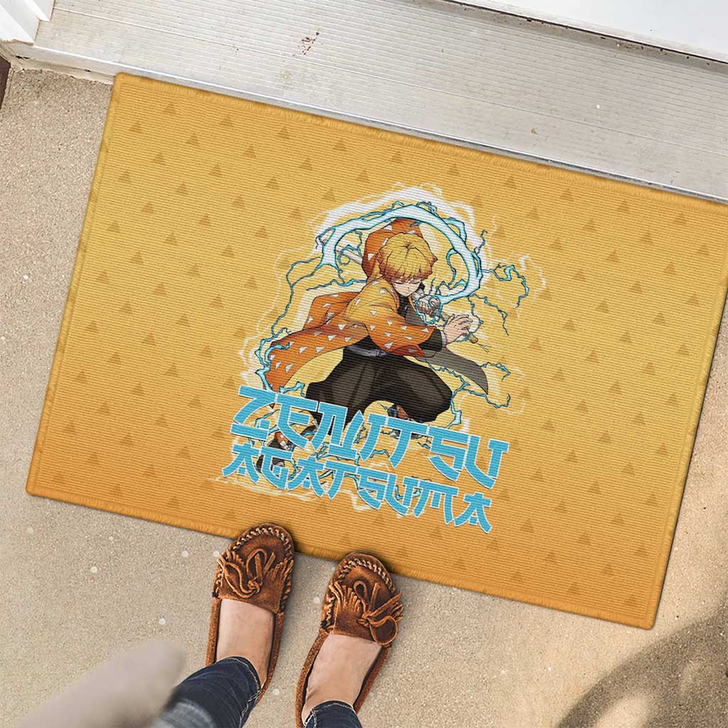 Zenitsu Agatsuma Demon Slayer Rubber Doormat Thunder Spark Anime Tri-Pattern Style