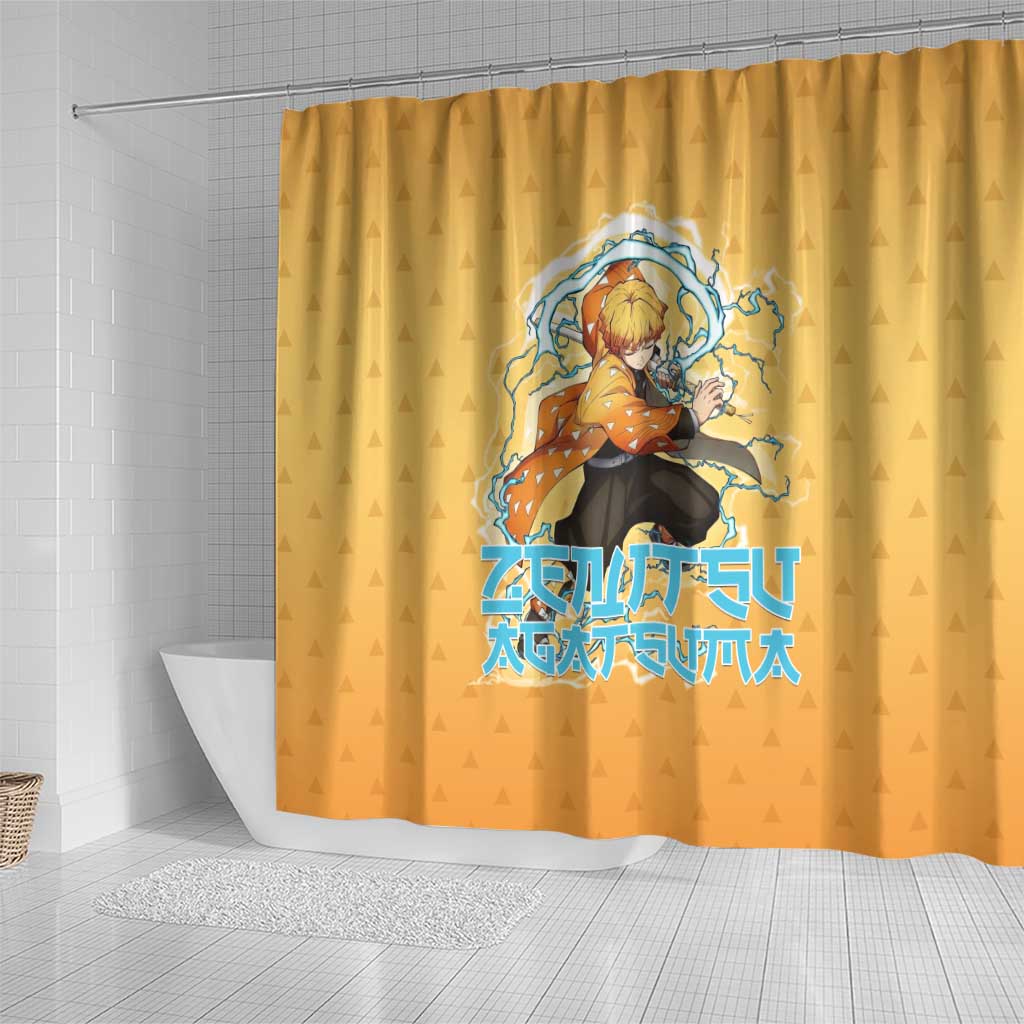Zenitsu Agatsuma Demon Slayer Shower Curtain Thunder Spark Anime Tri-Pattern Style