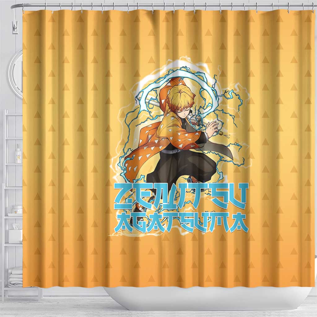 Zenitsu Agatsuma Demon Slayer Shower Curtain Thunder Spark Anime Tri-Pattern Style