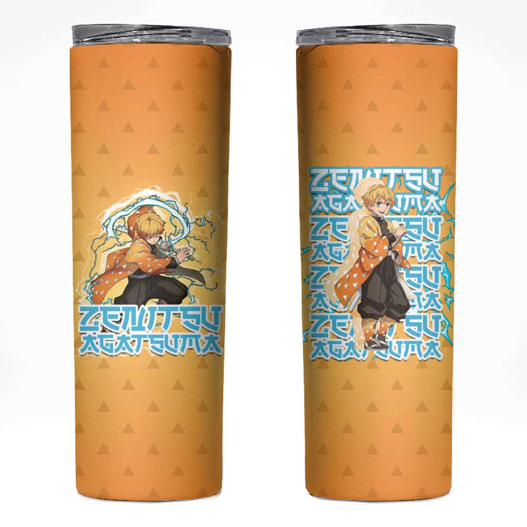 Zenitsu Agatsuma Demon Slayer Skinny Tumbler Thunder Spark Anime Tri-Pattern Style