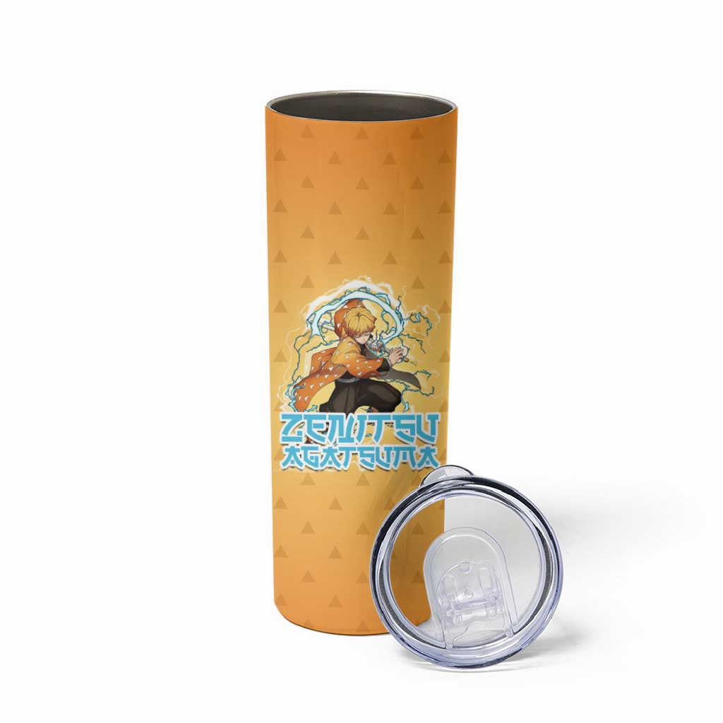 Zenitsu Agatsuma Demon Slayer Skinny Tumbler Thunder Spark Anime Tri-Pattern Style