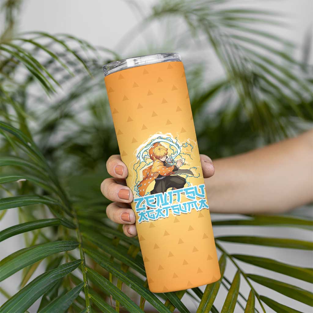 Zenitsu Agatsuma Demon Slayer Skinny Tumbler Thunder Spark Anime Tri-Pattern Style
