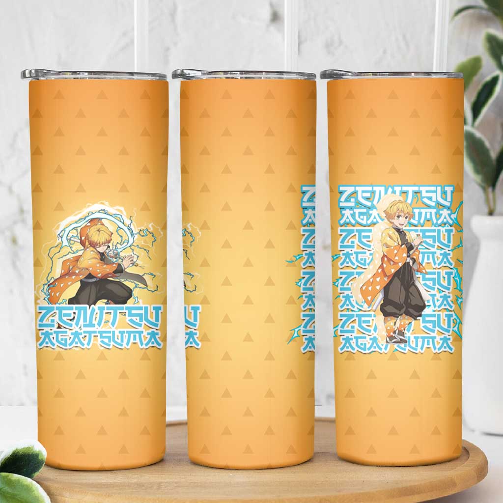 Zenitsu Agatsuma Demon Slayer Skinny Tumbler Thunder Spark Anime Tri-Pattern Style