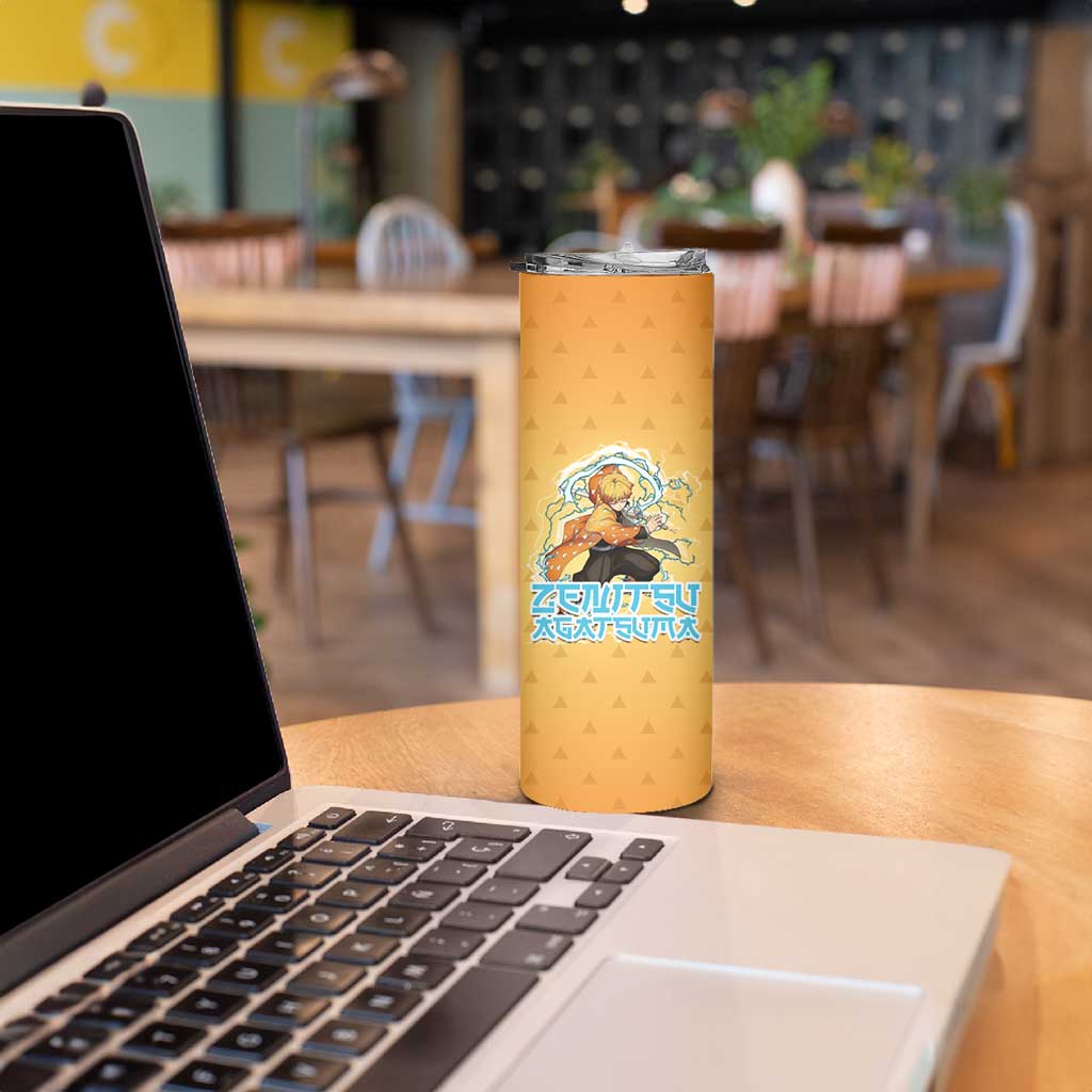 Zenitsu Agatsuma Demon Slayer Skinny Tumbler Thunder Spark Anime Tri-Pattern Style