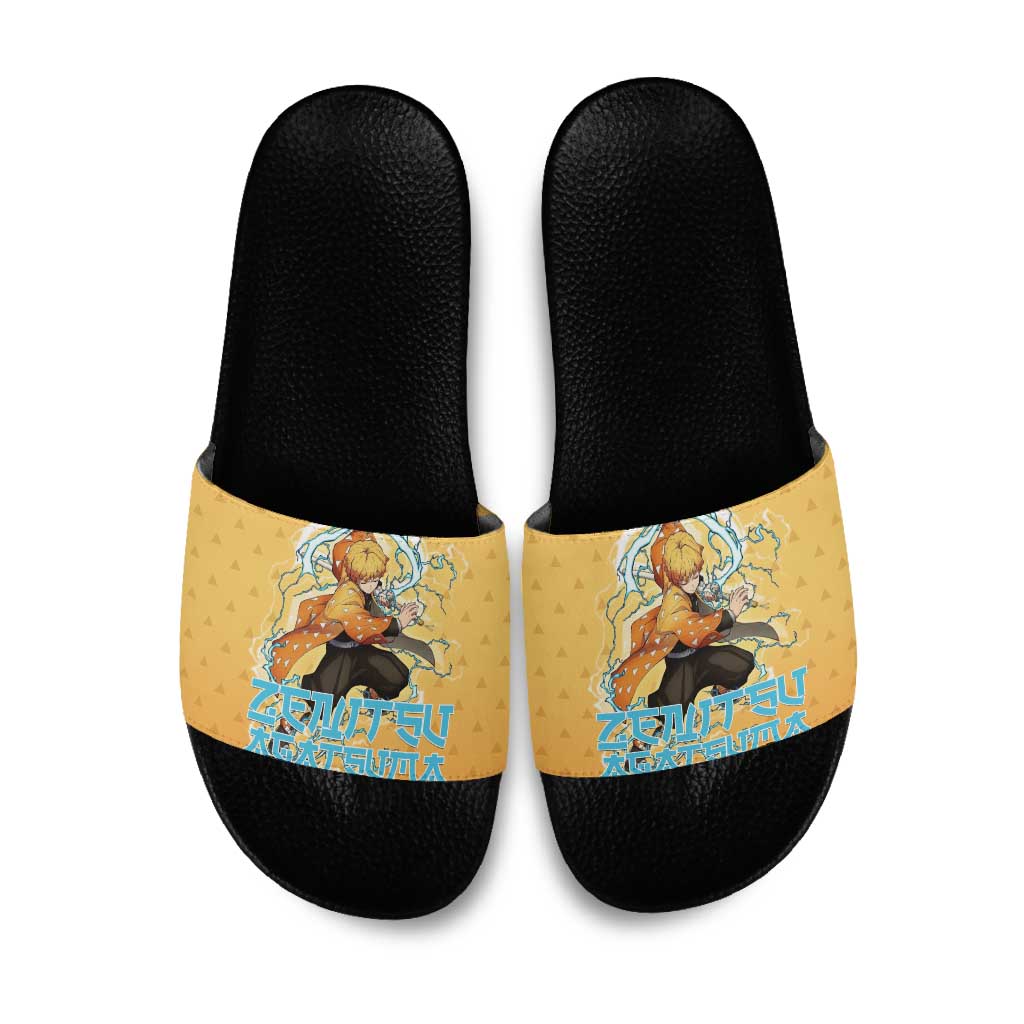 Zenitsu Agatsuma Demon Slayer Slide Sandals Thunder Spark Anime Tri-Pattern Style