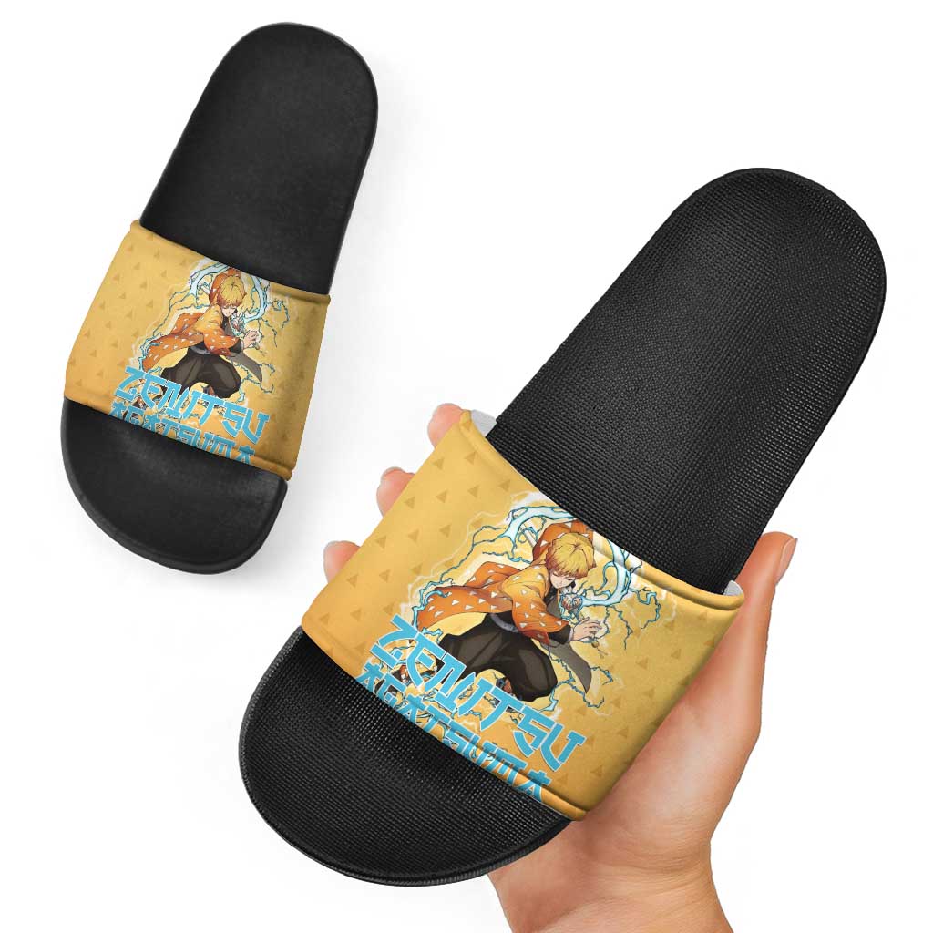 Zenitsu Agatsuma Demon Slayer Slide Sandals Thunder Spark Anime Tri-Pattern Style
