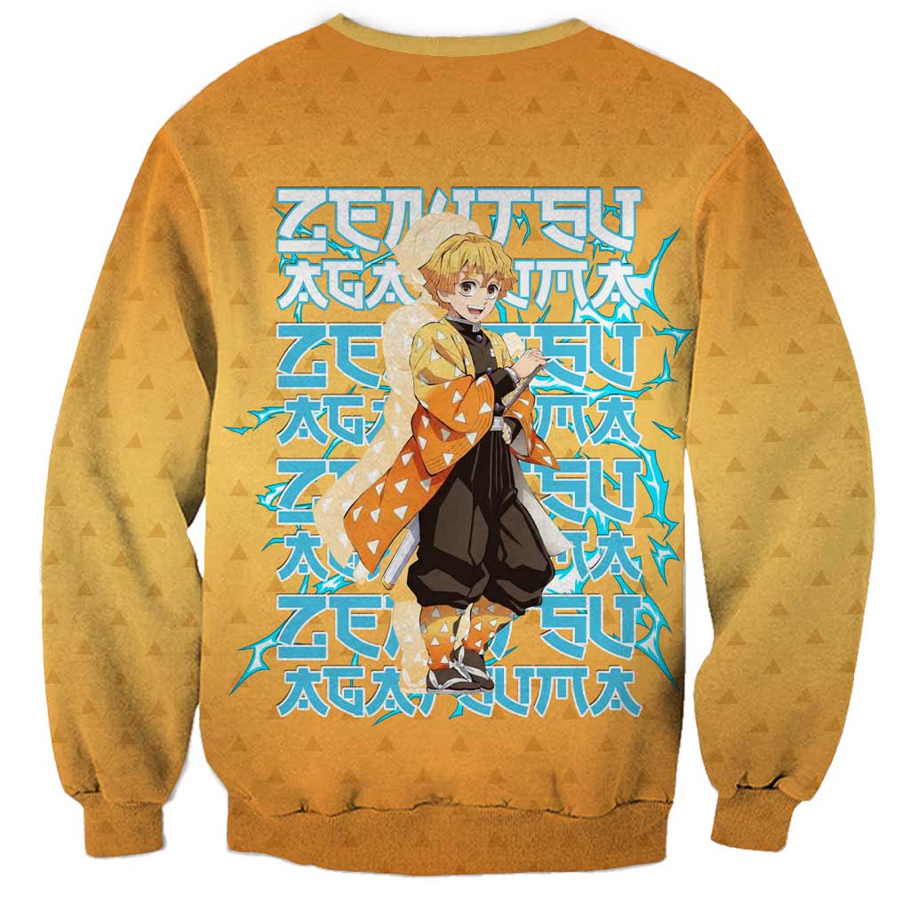 Zenitsu Agatsuma Demon Slayer Sweatshirt Thunder Spark Anime Tri-Pattern Style