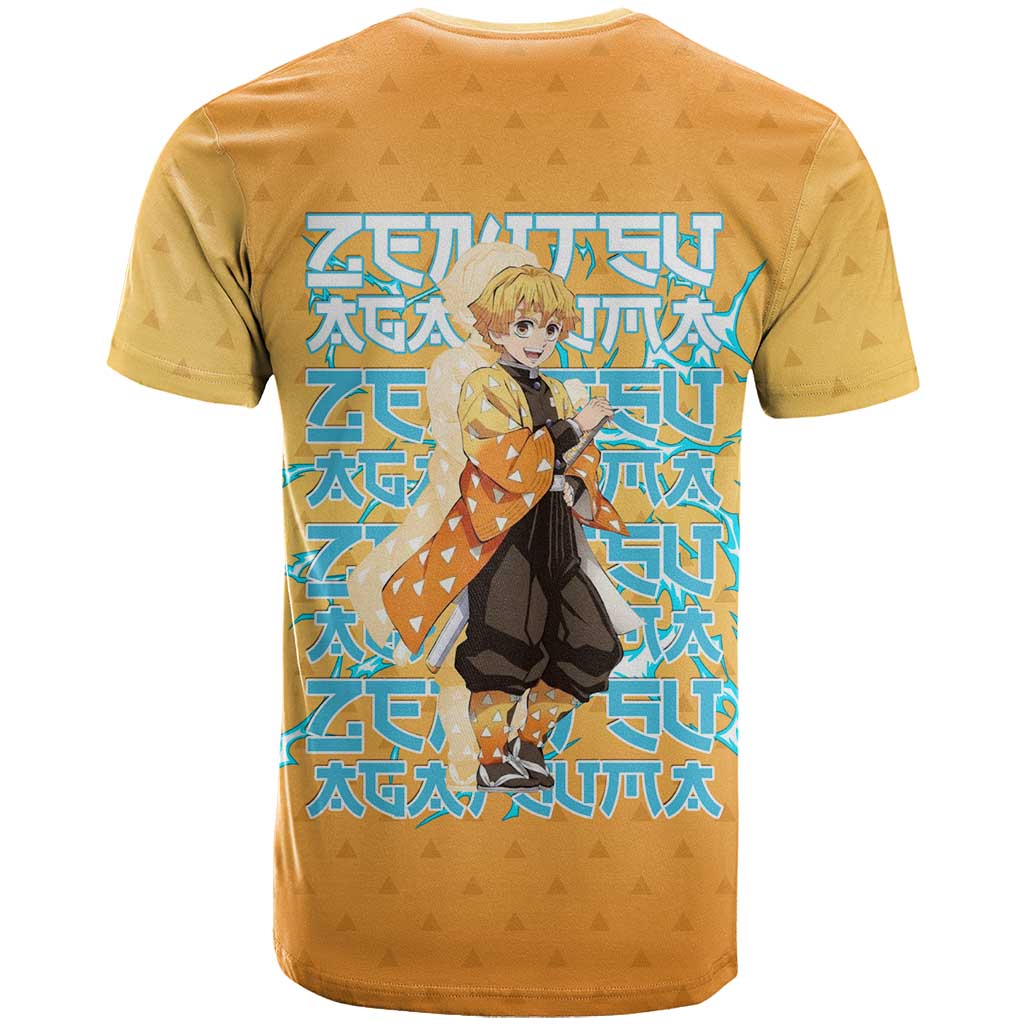 Zenitsu Agatsuma Demon Slayer T Shirt Thunder Spark Anime Tri-Pattern Style