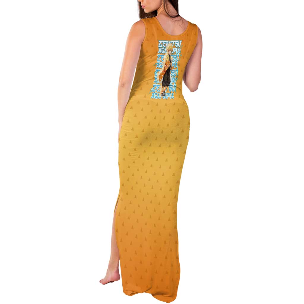 Zenitsu Agatsuma Demon Slayer Tank Maxi Dress Thunder Spark Anime Tri-Pattern Style
