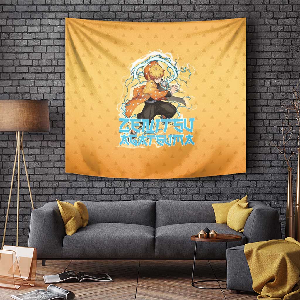 Zenitsu Agatsuma Demon Slayer Tapestry Thunder Spark Anime Tri-Pattern Style