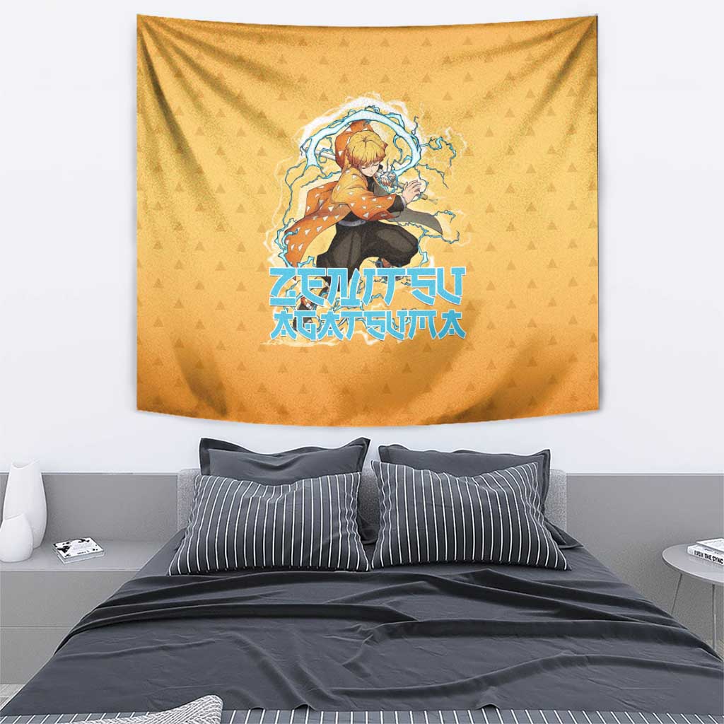 Zenitsu Agatsuma Demon Slayer Tapestry Thunder Spark Anime Tri-Pattern Style