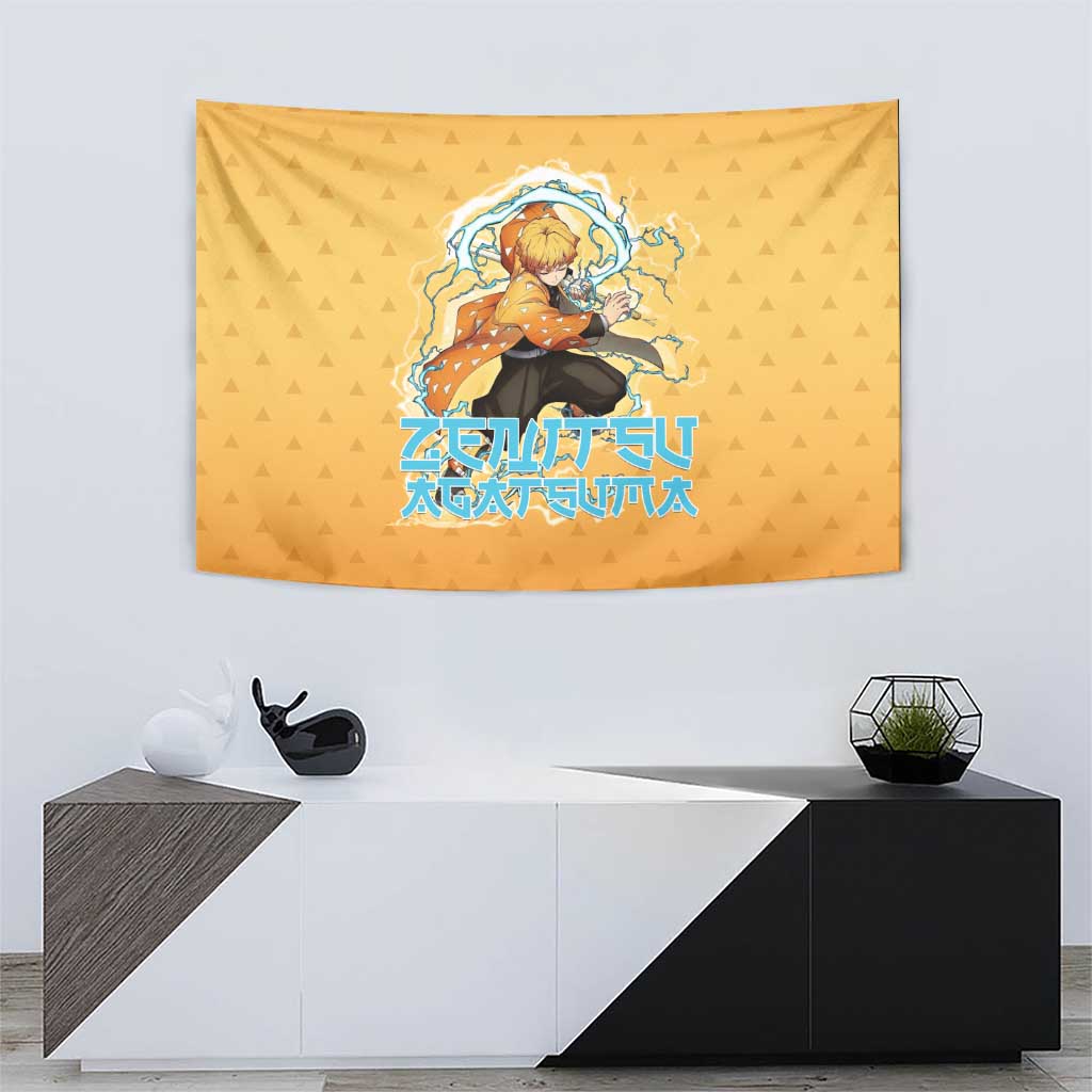 Zenitsu Agatsuma Demon Slayer Tapestry Thunder Spark Anime Tri-Pattern Style