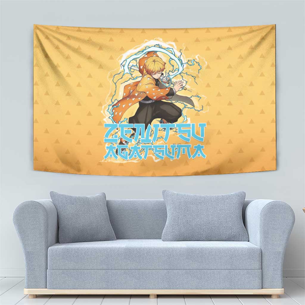 Zenitsu Agatsuma Demon Slayer Tapestry Thunder Spark Anime Tri-Pattern Style
