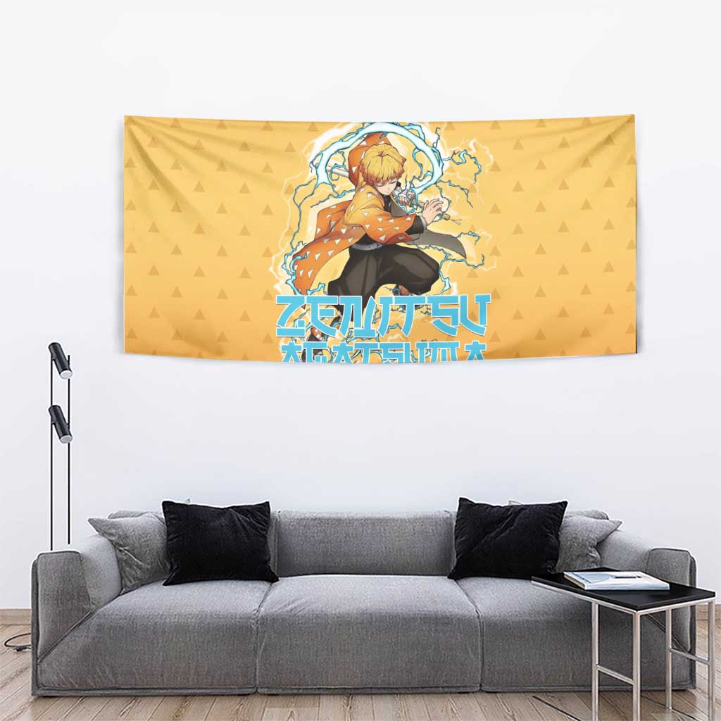 Zenitsu Agatsuma Demon Slayer Tapestry Thunder Spark Anime Tri-Pattern Style