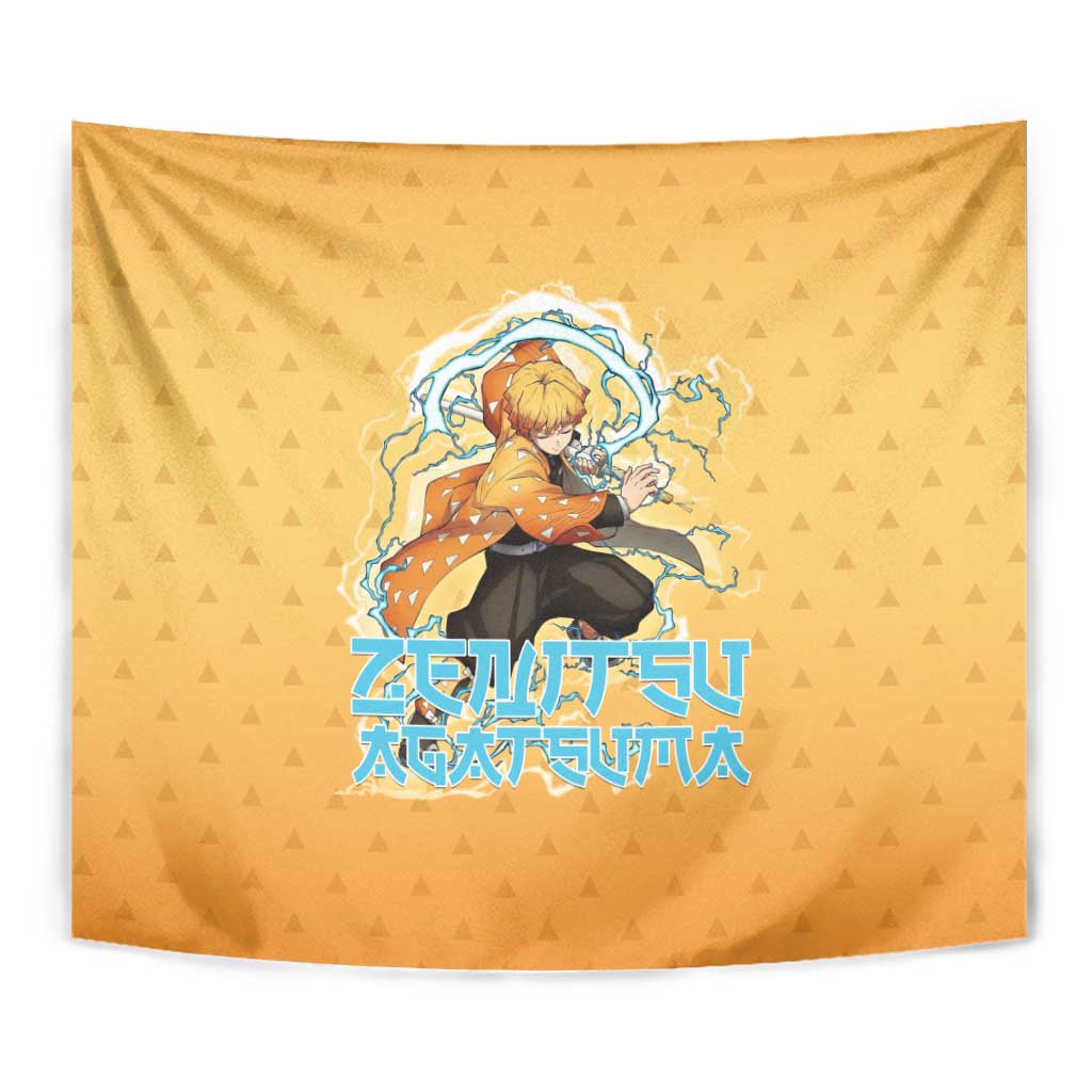 Zenitsu Agatsuma Demon Slayer Tapestry Thunder Spark Anime Tri-Pattern Style