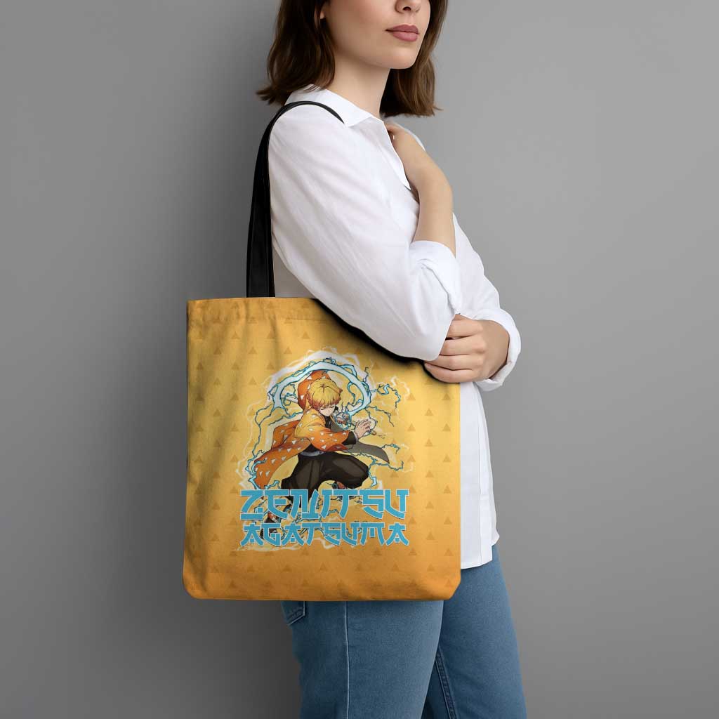 Zenitsu Agatsuma Demon Slayer Tote Bag Thunder Spark Anime Tri-Pattern Style