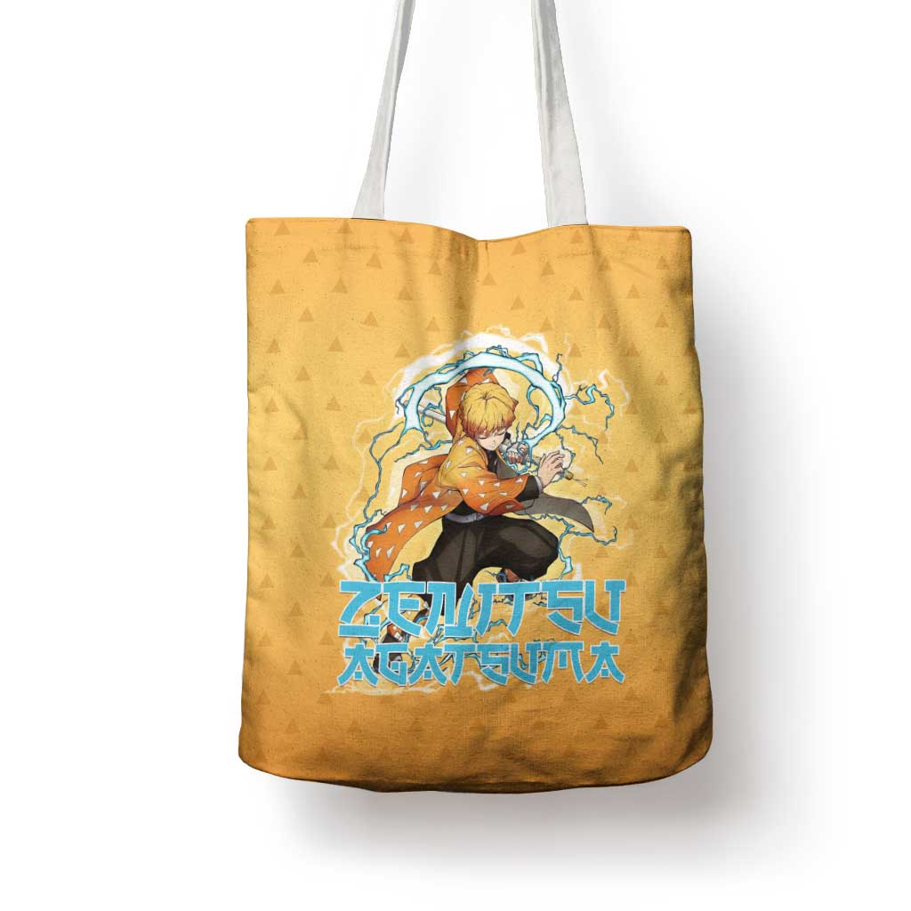 Zenitsu Agatsuma Demon Slayer Tote Bag Thunder Spark Anime Tri-Pattern Style