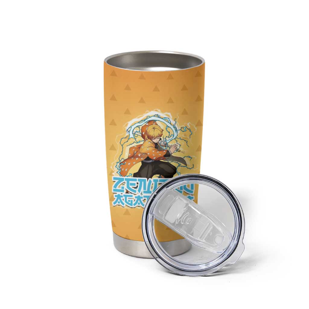 Zenitsu Agatsuma Demon Slayer Tumbler Cup Thunder Spark Anime Tri-Pattern Style