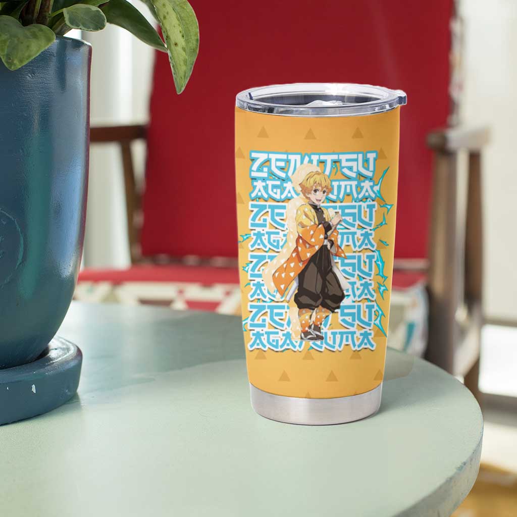 Zenitsu Agatsuma Demon Slayer Tumbler Cup Thunder Spark Anime Tri-Pattern Style