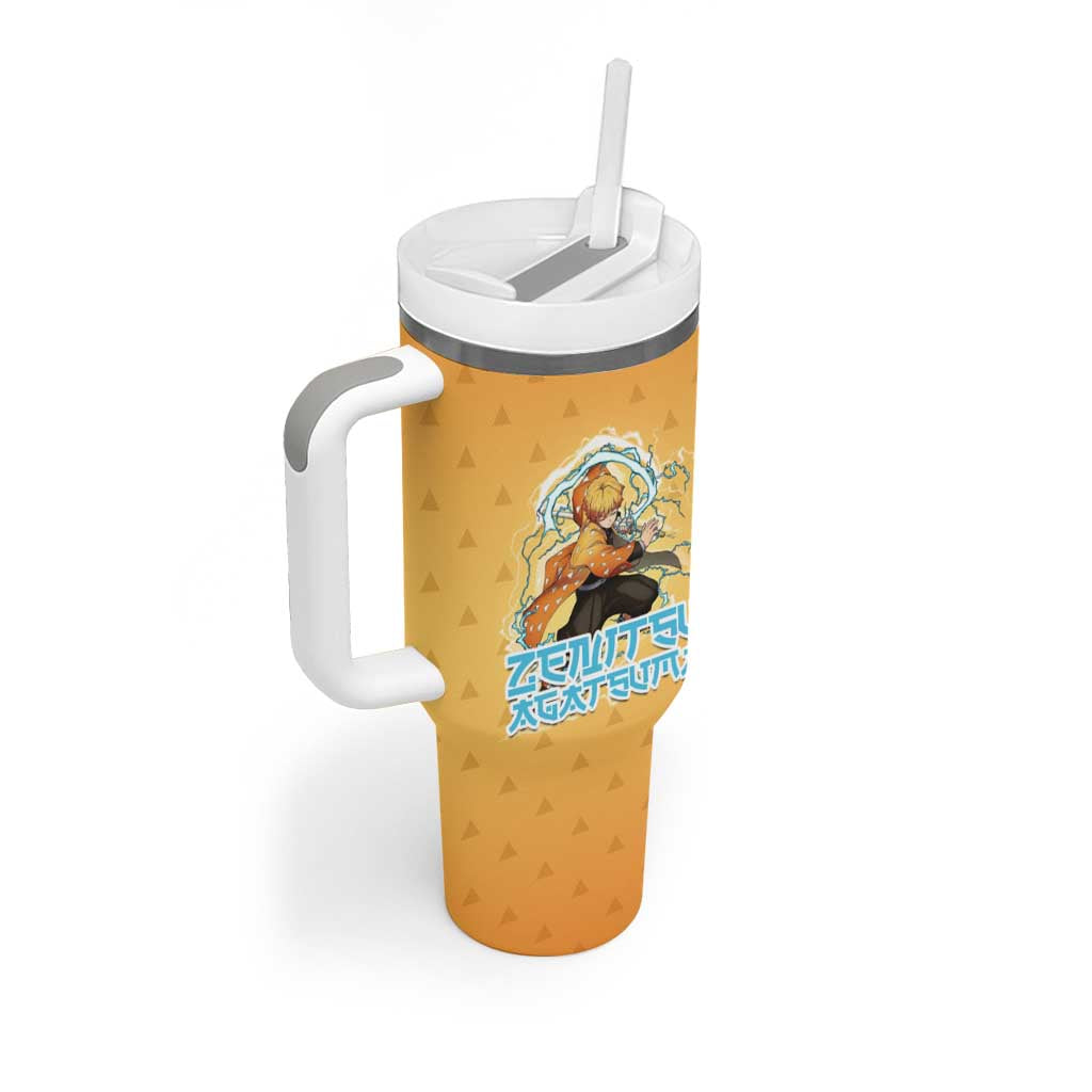 Zenitsu Agatsuma Demon Slayer Tumbler With Handle Thunder Spark Anime Tri-Pattern Style