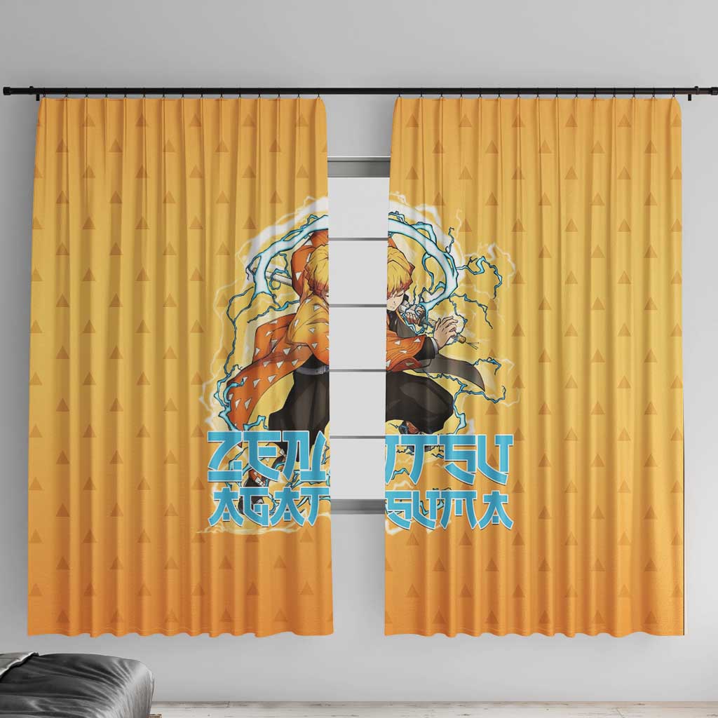 Zenitsu Agatsuma Demon Slayer Window Curtain Thunder Spark Anime Tri-Pattern Style