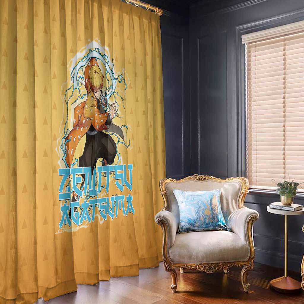 Zenitsu Agatsuma Demon Slayer Window Curtain Thunder Spark Anime Tri-Pattern Style