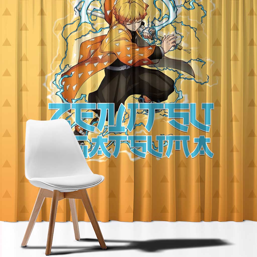 Zenitsu Agatsuma Demon Slayer Window Curtain Thunder Spark Anime Tri-Pattern Style