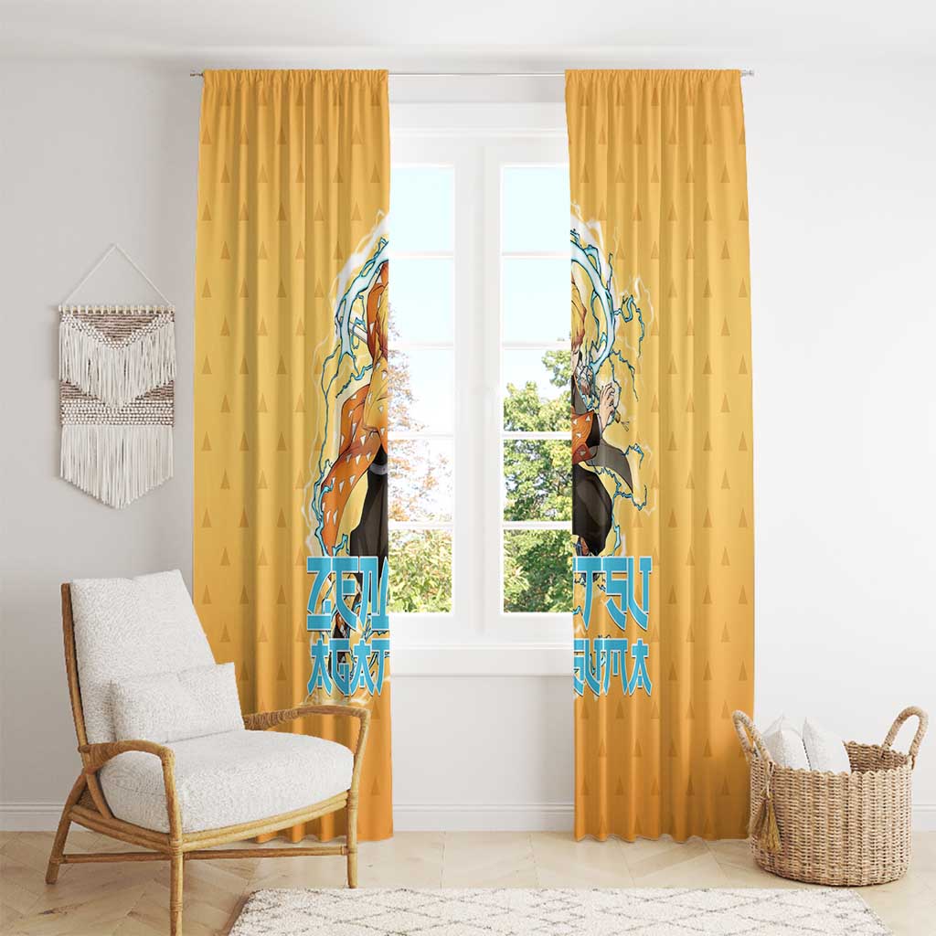 Zenitsu Agatsuma Demon Slayer Window Curtain Thunder Spark Anime Tri-Pattern Style