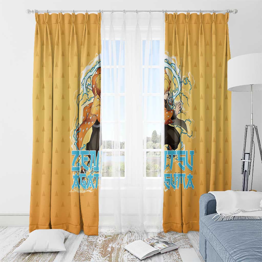 Zenitsu Agatsuma Demon Slayer Window Curtain Thunder Spark Anime Tri-Pattern Style