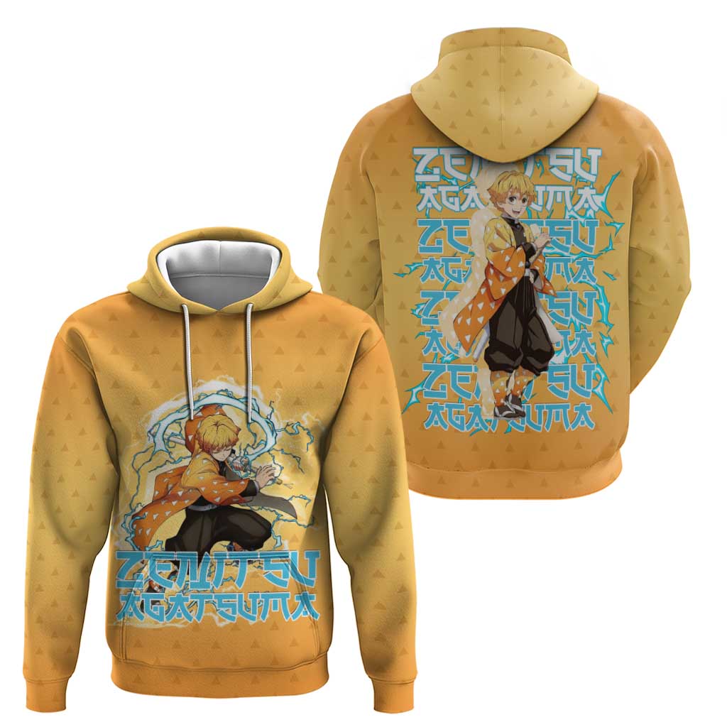 Zenitsu Agatsuma Demon Slayer Zip Hoodie Thunder Spark Anime Tri-Pattern Style