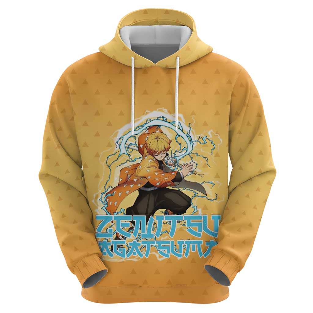 Zenitsu Agatsuma Demon Slayer Zip Hoodie Thunder Spark Anime Tri-Pattern Style