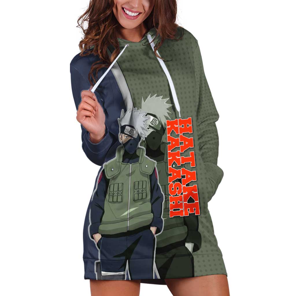 Hatake Kakashi Naruto Hoodie Dress Retro Manga Grid Pop Style