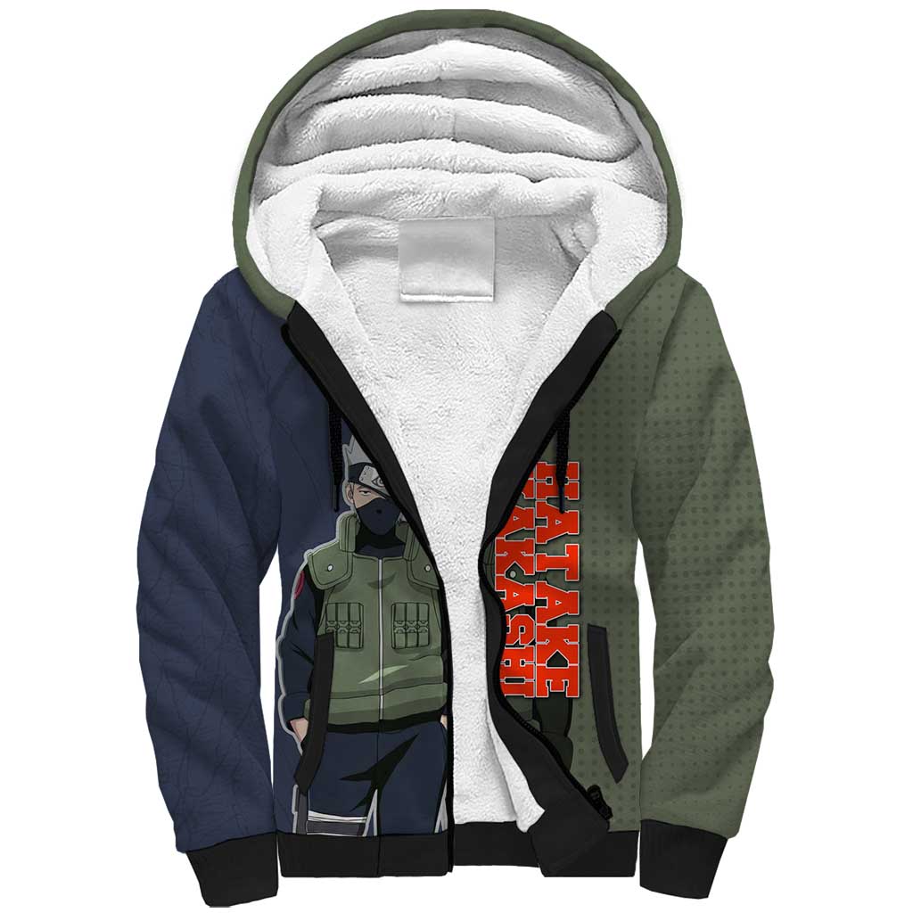 Hatake Kakashi Naruto Sherpa Hoodie Retro Manga Grid Pop Style