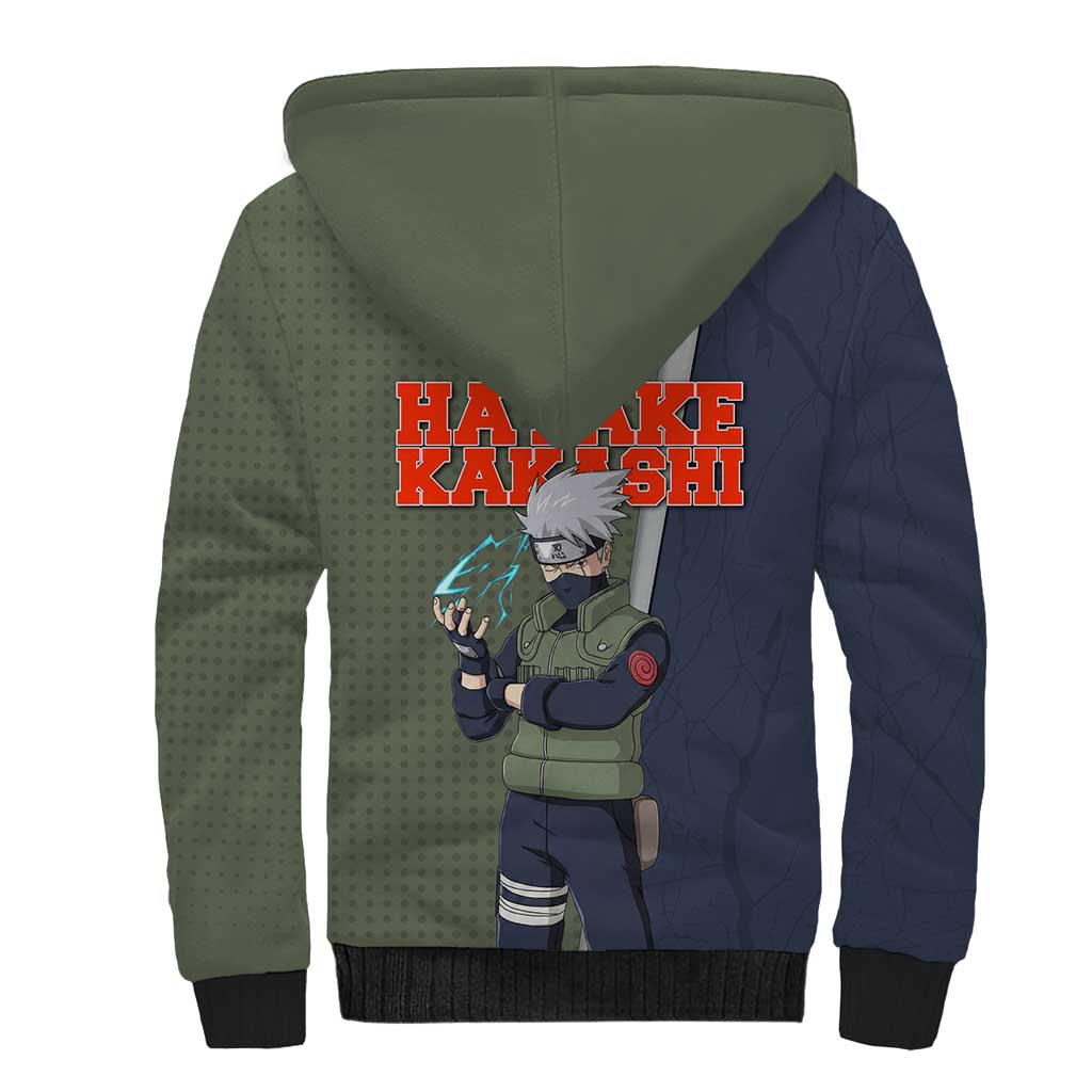 Hatake Kakashi Naruto Sherpa Hoodie Retro Manga Grid Pop Style