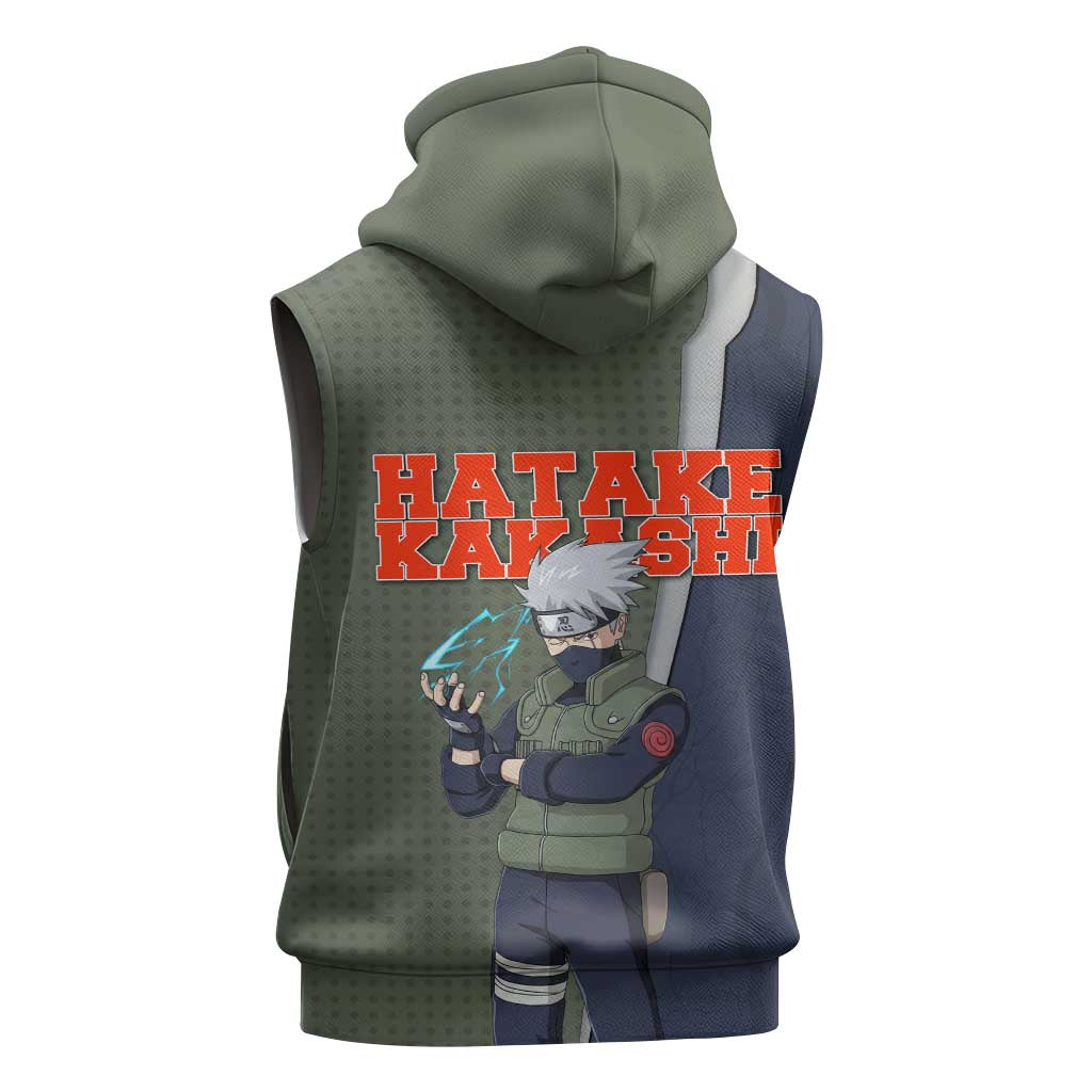 Hatake Kakashi Naruto Sleeveless Hoodie Retro Manga Grid Pop Style