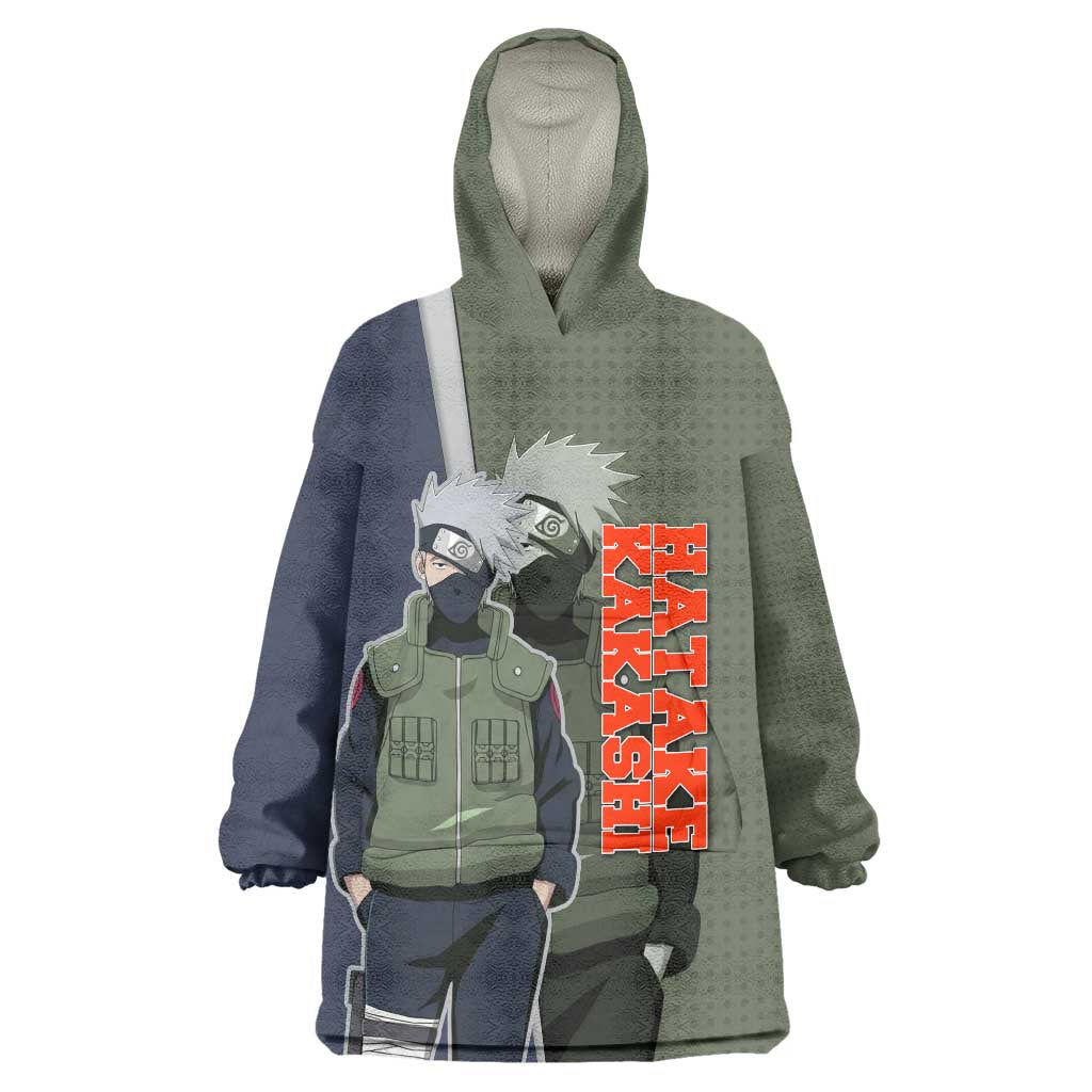 Hatake Kakashi Naruto Wearable Blanket Hoodie Retro Manga Grid Pop Style