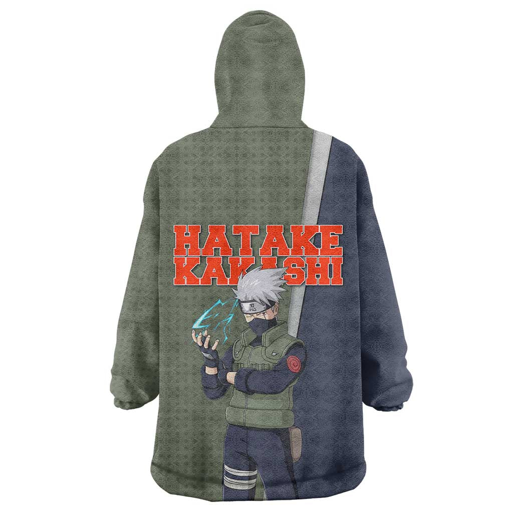 Hatake Kakashi Naruto Wearable Blanket Hoodie Retro Manga Grid Pop Style