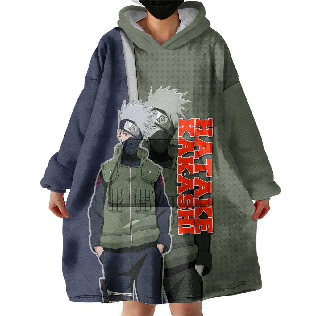 Hatake Kakashi Naruto Wearable Blanket Hoodie Retro Manga Grid Pop Style