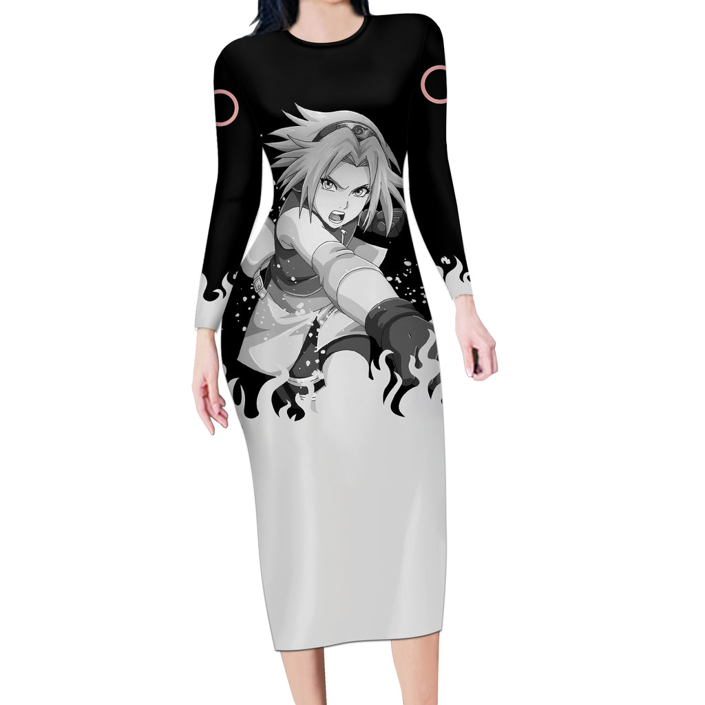Sakura Haruno - Naruto Long Sleeve Bodycon Dress