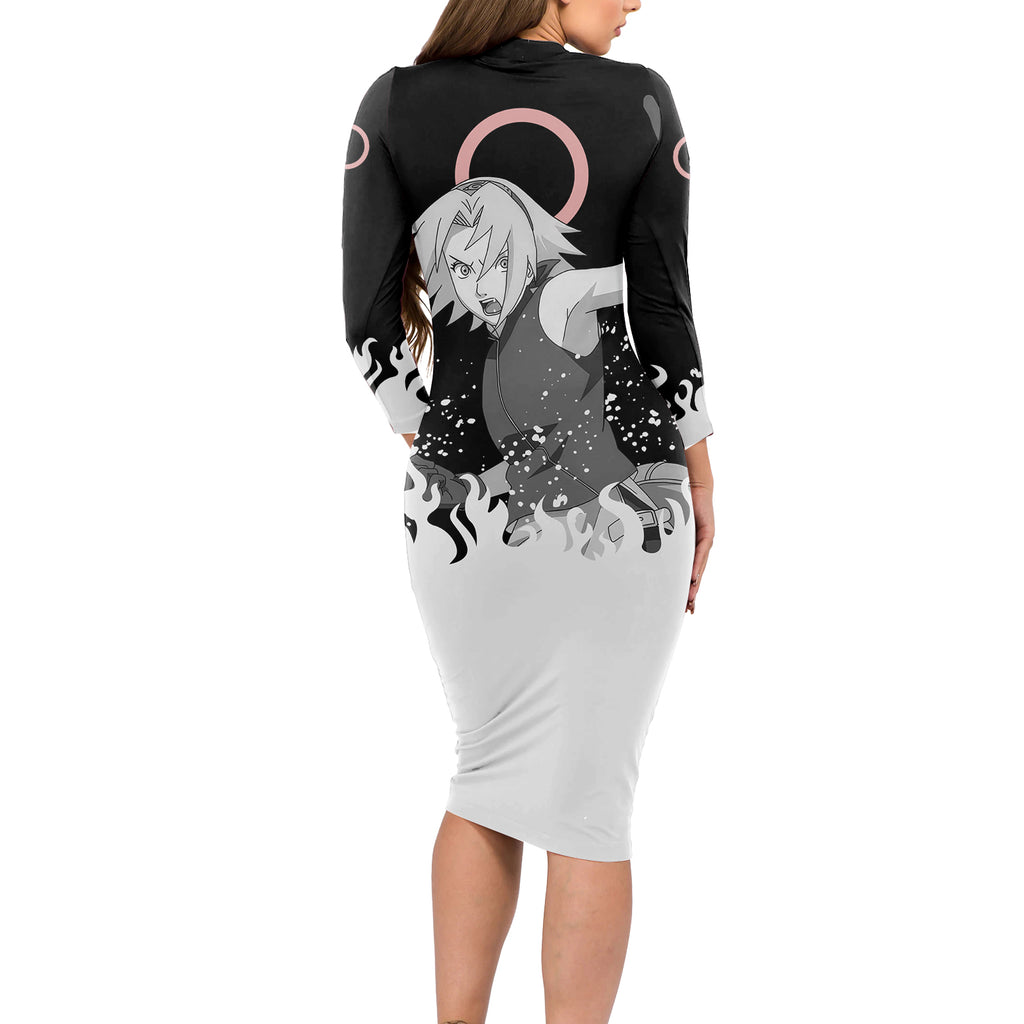 Sakura Haruno - Naruto Long Sleeve Bodycon Dress