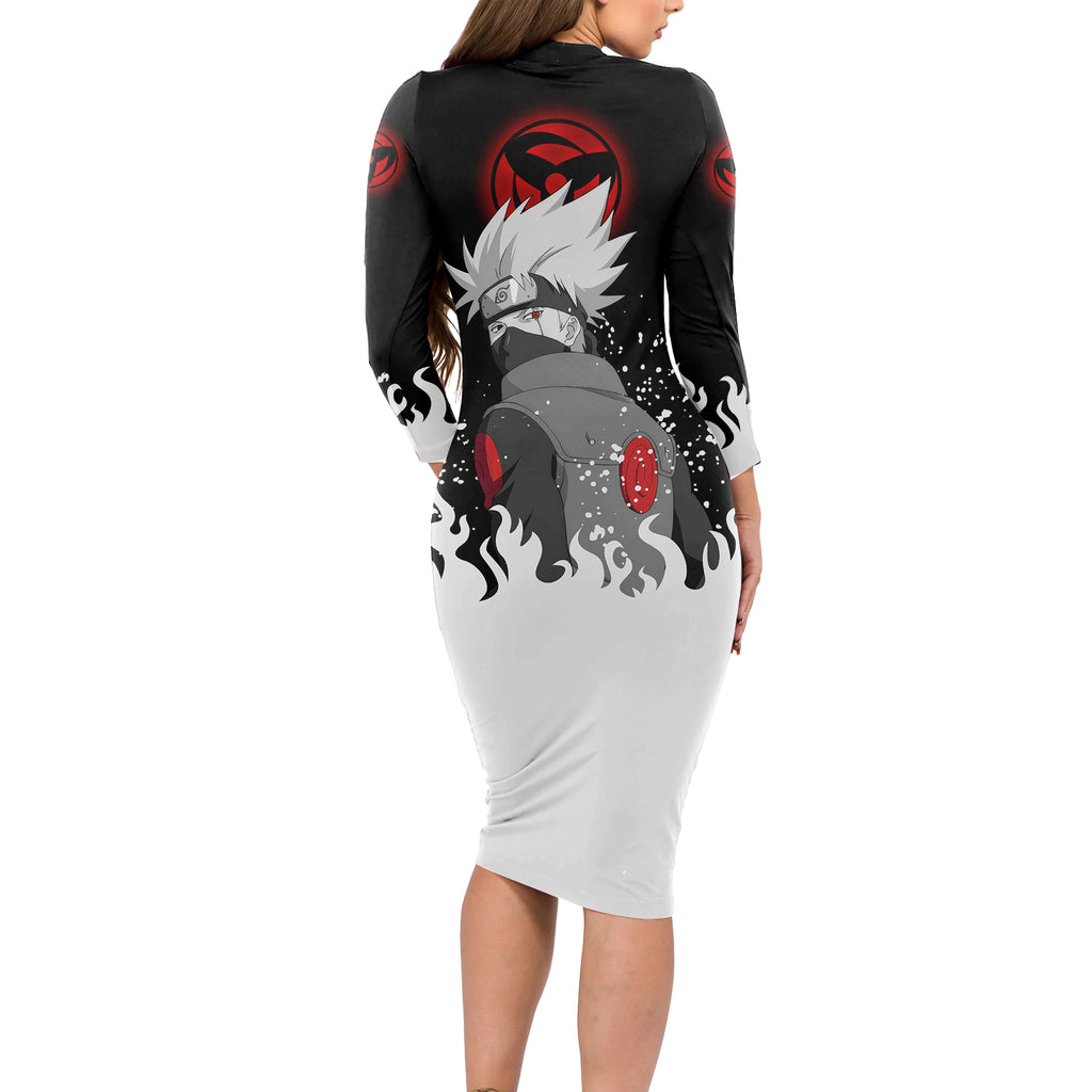 Kakashi Hatake - Naruto Long Sleeve Bodycon Dress