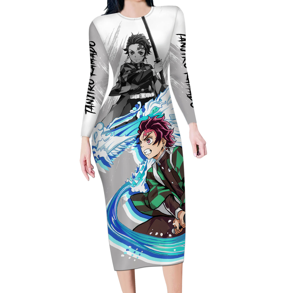 Tanjiro - Demon Slayer Long Sleeve Bodycon Dress