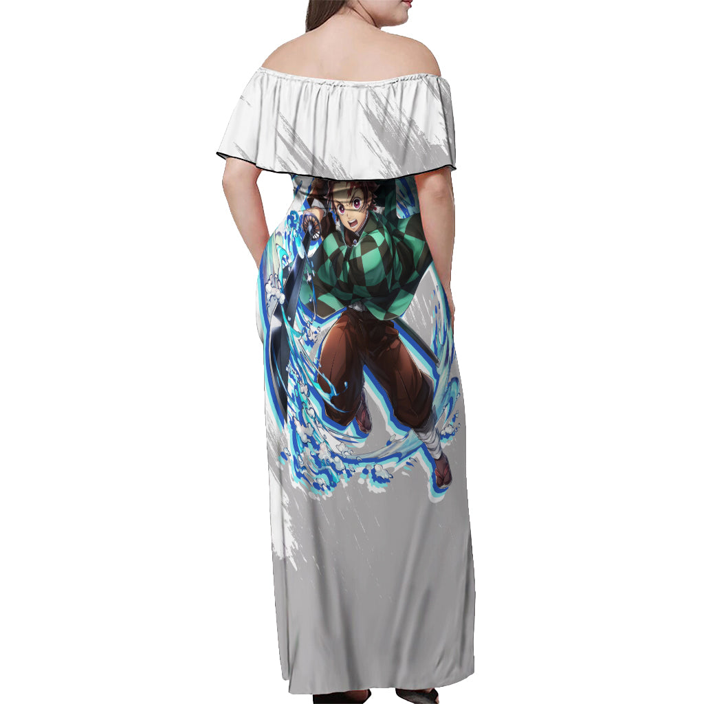 Tanjiro - Demon Slayer Off Shoulder Maxi Dress