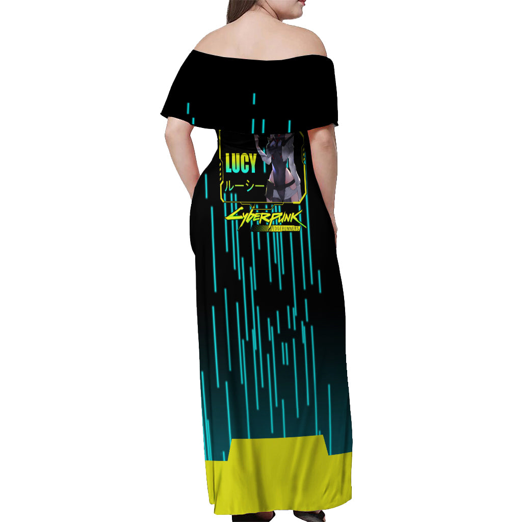 Cyberpunk Lucy Off Shoulder Maxi Dress