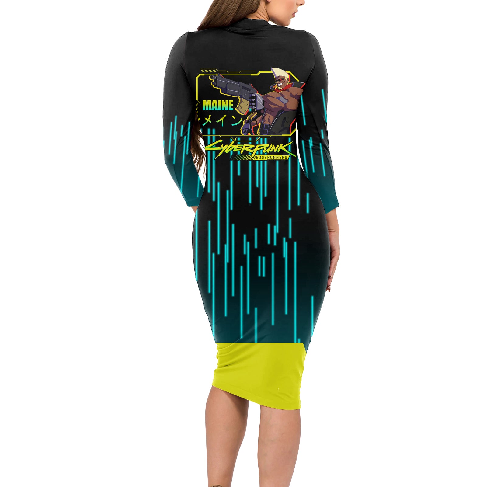 Cyberpunk Maine Long Sleeve Bodycon Dress