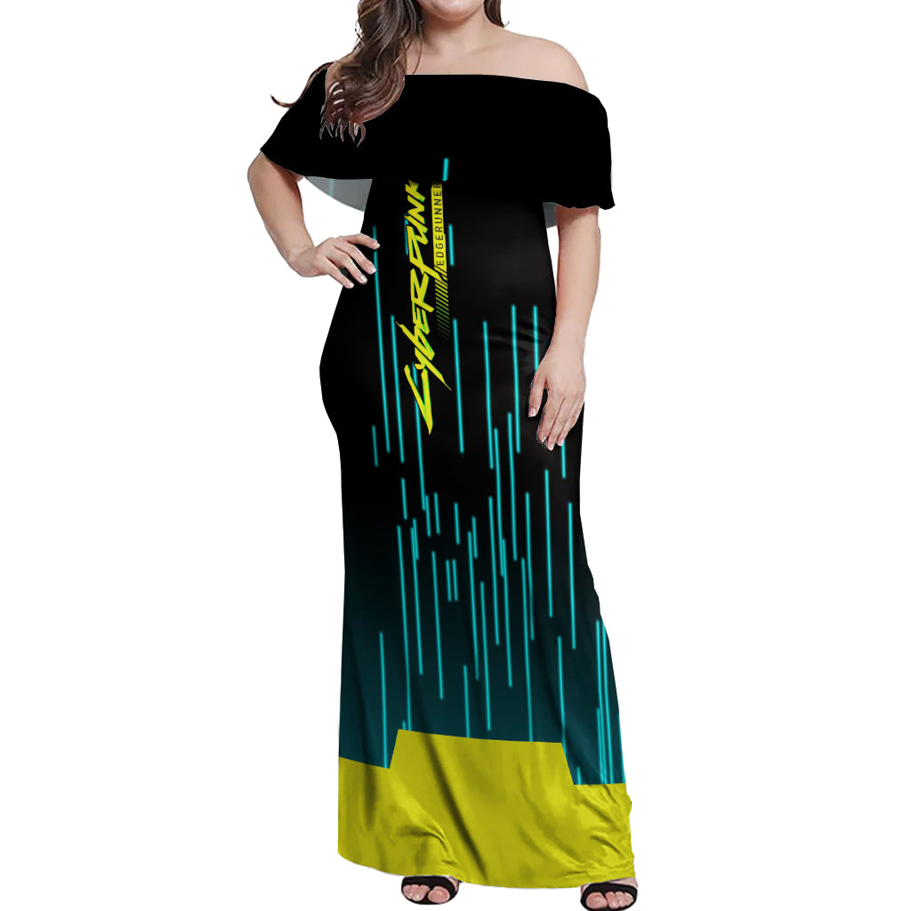 Cyberpunk Maine Off Shoulder Maxi Dress