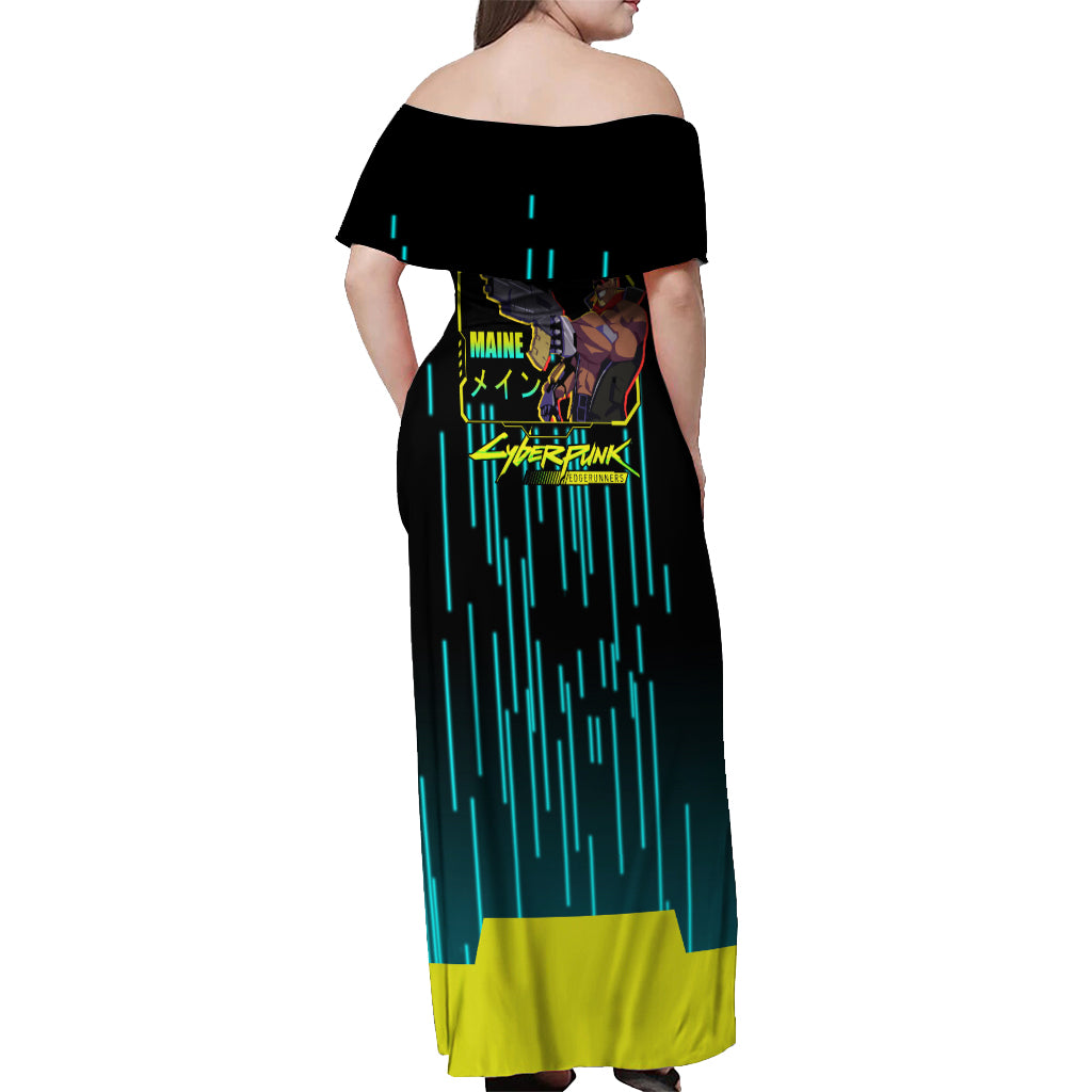 Cyberpunk Maine Off Shoulder Maxi Dress