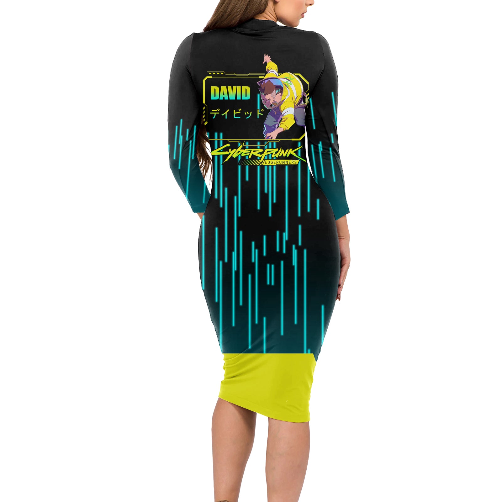 Cyberpunk David Martinez Long Sleeve Bodycon Dress
